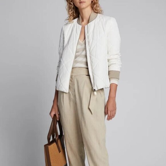 $3995 BRUNELLO CUCINELLI REVERSIBLE QUILTED BOMBER JACKET IN CHALK SIZE 40 - Picture 5 of 16